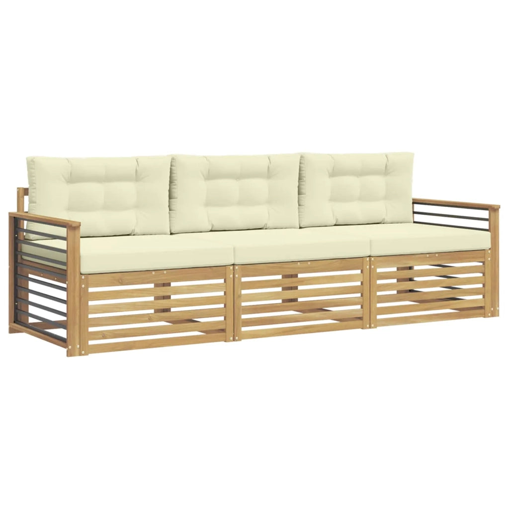 Set di divani da esterno 3 pz Bianco e Crema Poliestere 3389975