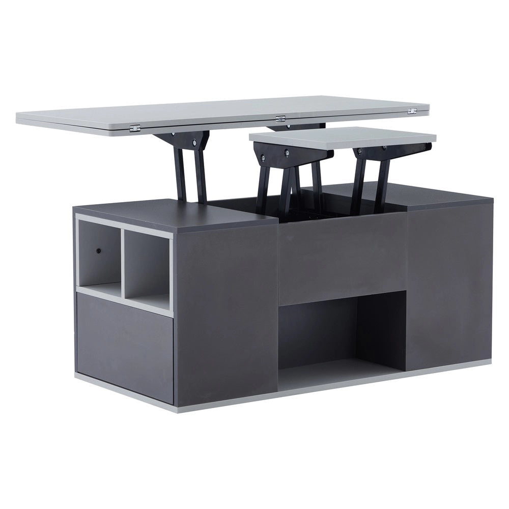 Tavolino da Salotto Multifunzione Sollevabile ¨C MINIMAL ¨C Grigio Scuro/Grigio Chiaro, Legno, Moderno