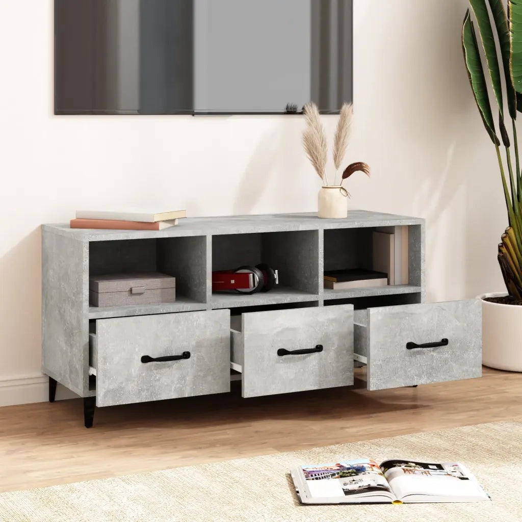 Mobile Porta TV Grigio Cemento 102x35x50 cm Legno Multistrato 812613