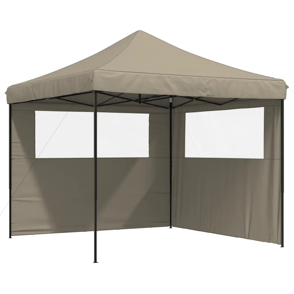 Tendone per Feste Pieghevole Pop-Up con 2 Pareti Tortora 4004923