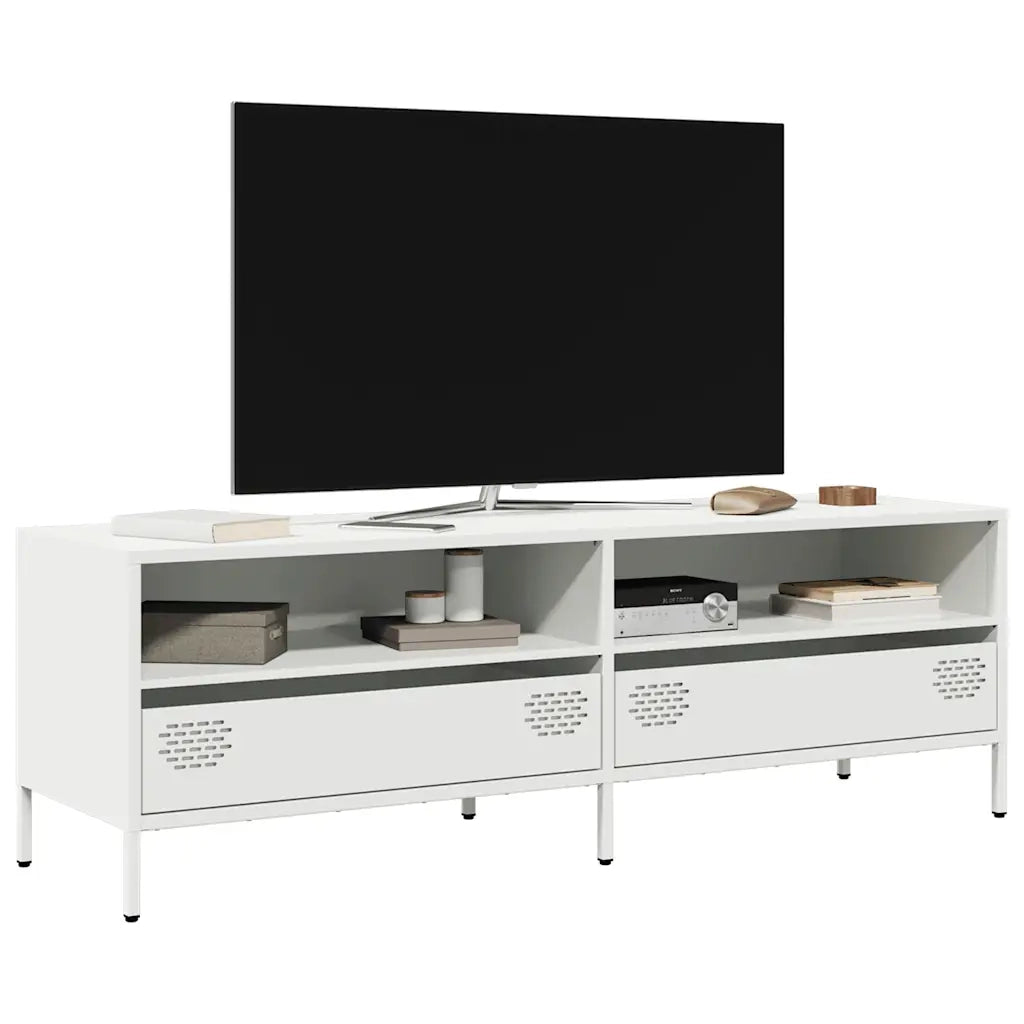 Mobile TV Bianco 135x39x43,5 cm in Acciaio Laminato a Freddo