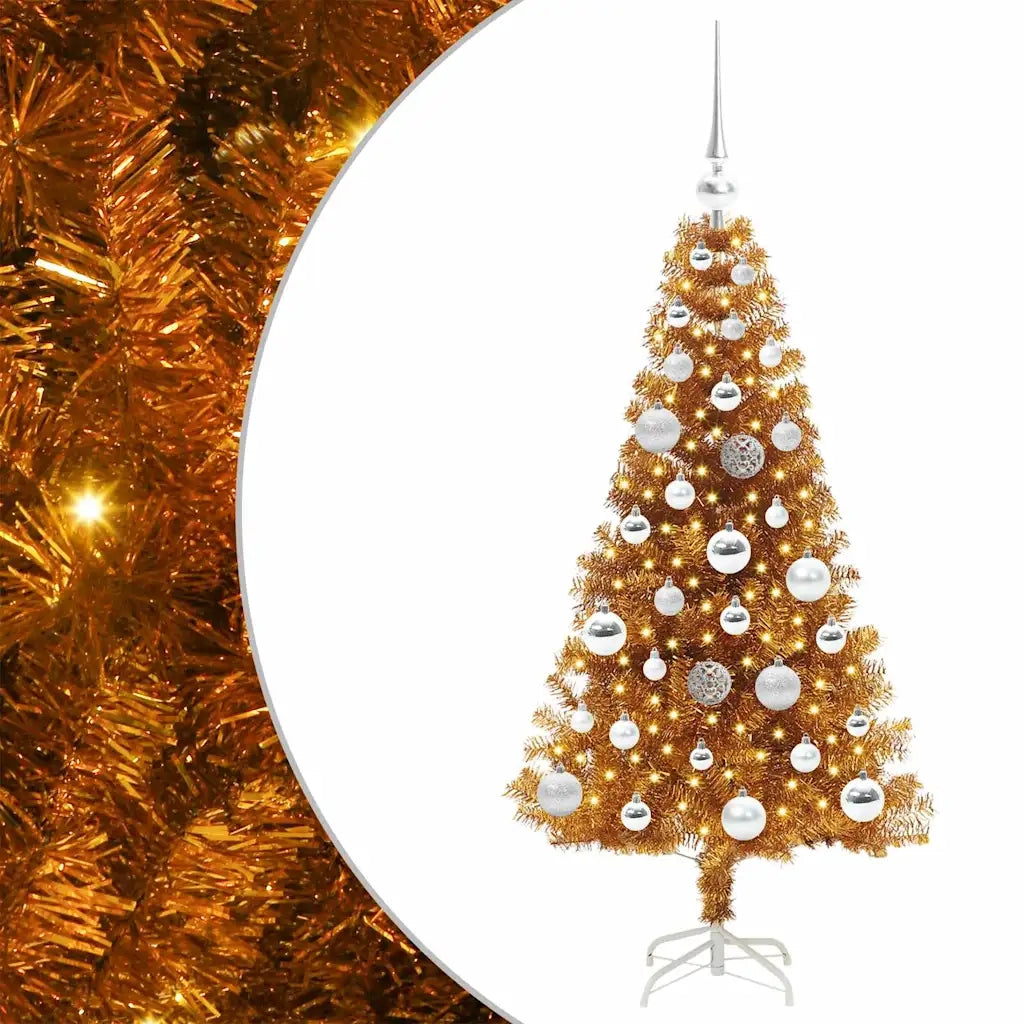 Albero di Natale con 150 LED con supporto Oro 120 cm PET 3396608