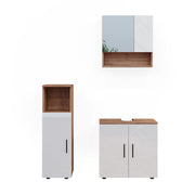 Vicco Set di mobili da bagno Bianco lucido/oro power oak 3 parti