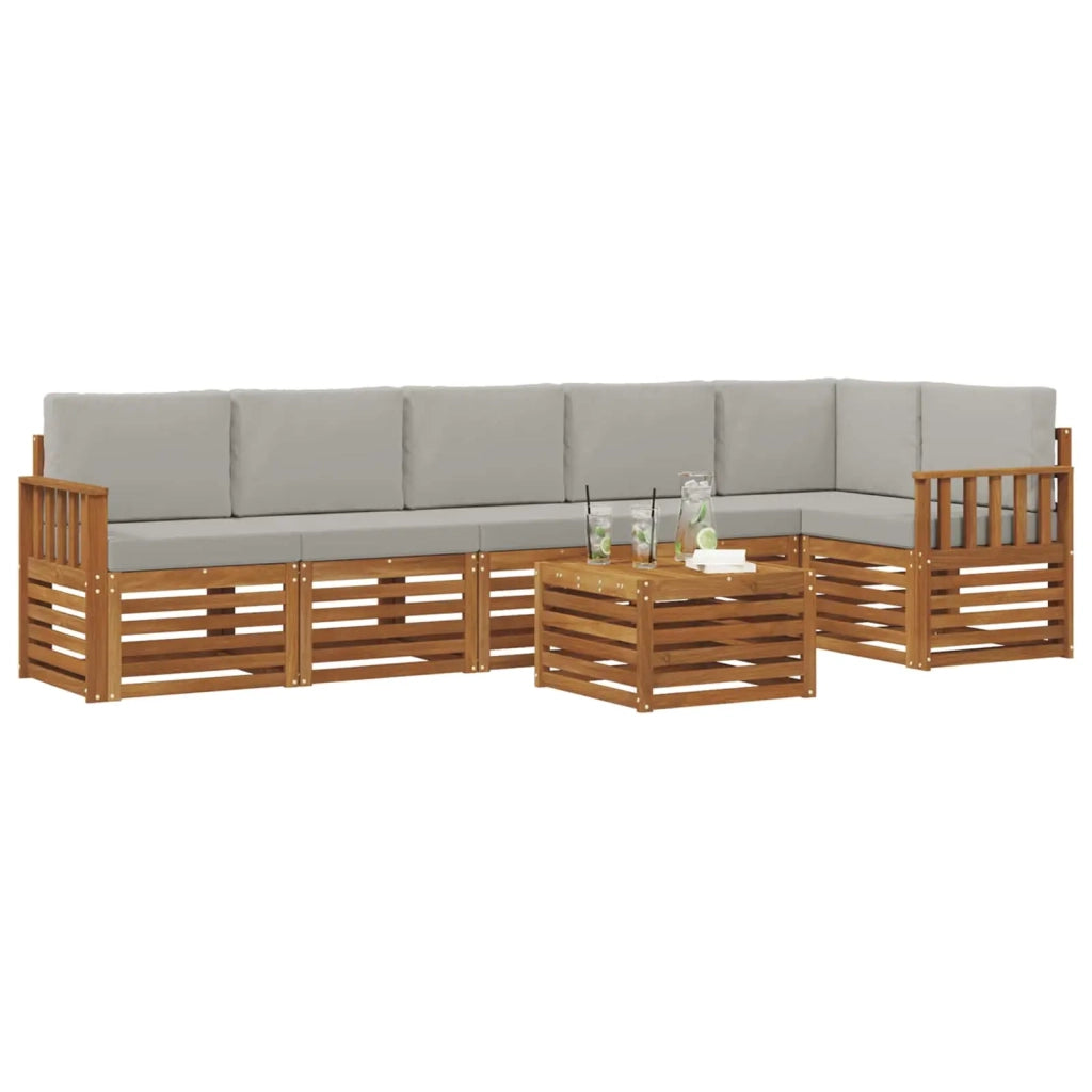 Set divano sezionale con cuscino 7 pcs Grigio Naturale e Chiaro