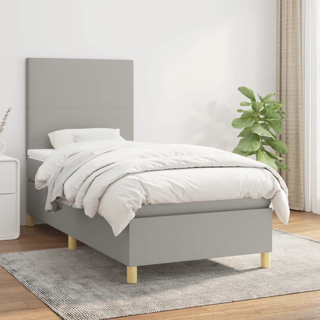 Giroletto a Molle con Materasso-Struttura Letto Grigio Chiaro 80x200 cm Tessuto 912162