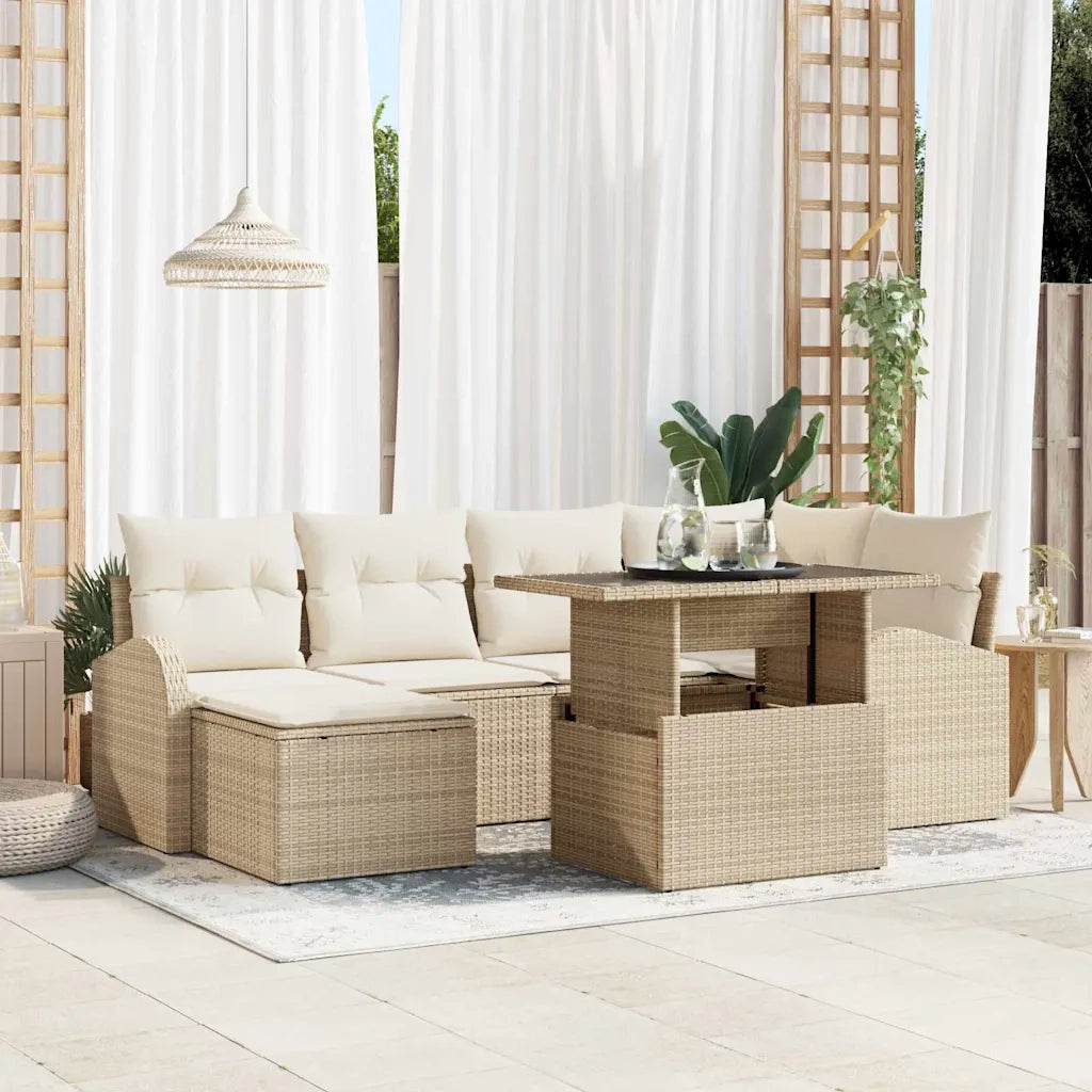 Set Divano da Giardino 7 pcs Beige Poly Rattan 3357414
