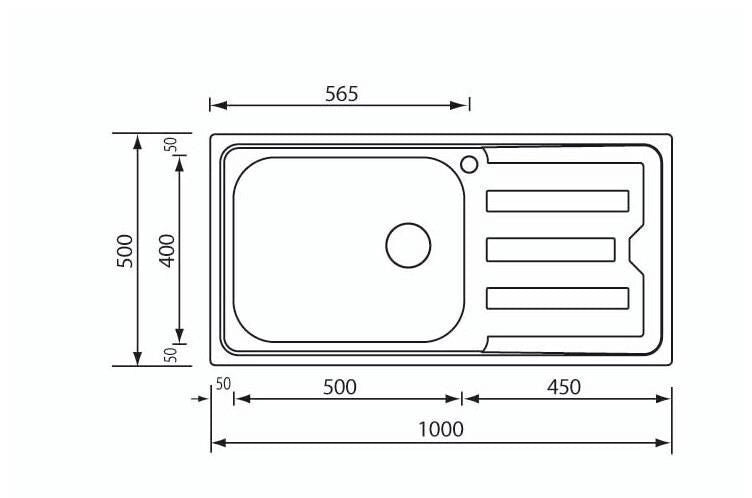 CM Cristal 100 x 50 1V Lavello montato su piano Rettangolare Acciaio inossidabile