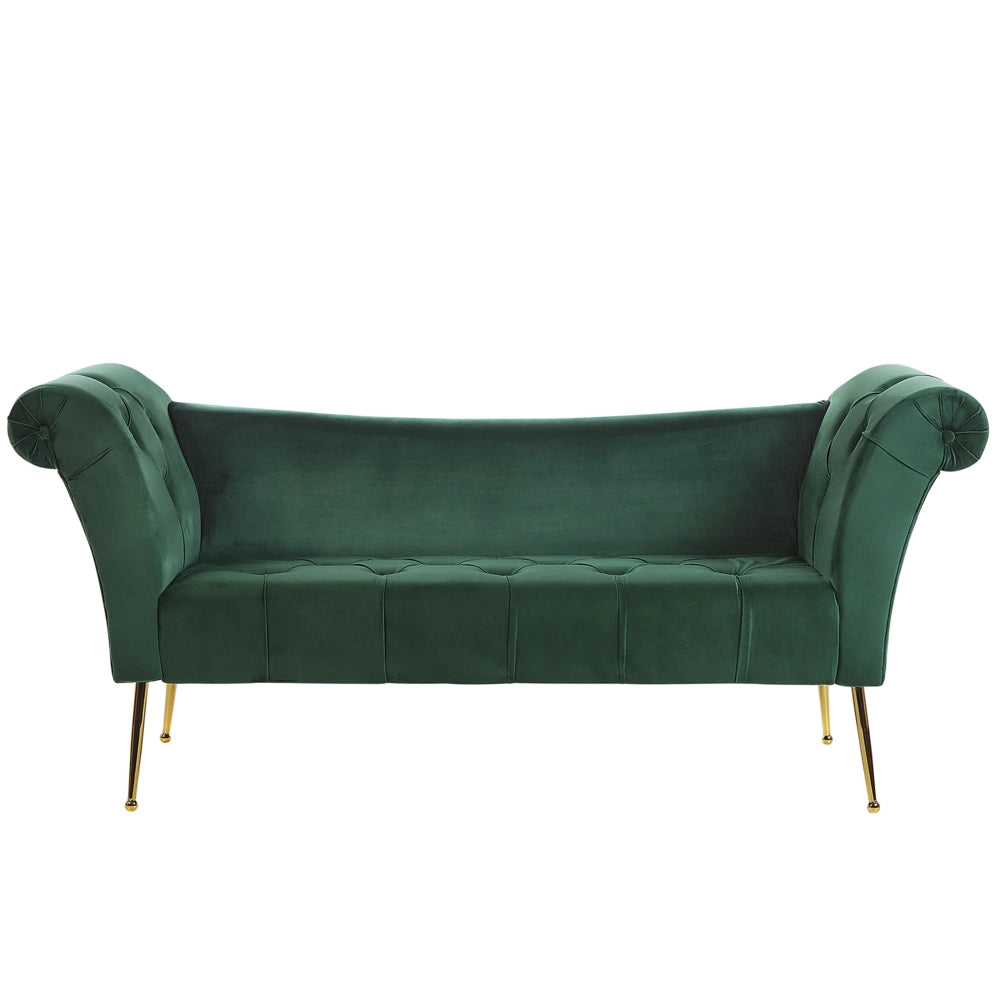 Chaise longue Verde Rivestimento in Tessuto Gambe in Legno Chiaro Stile Scandinavo