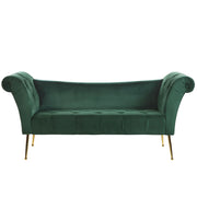 Chaise longue Verde Rivestimento in Tessuto Gambe in Legno Chiaro Stile Scandinavo
