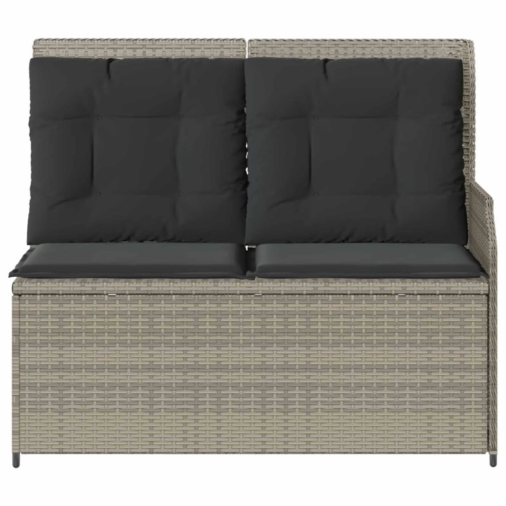 Panchina da giardino con cuscino Grigio chiaro polyrattan