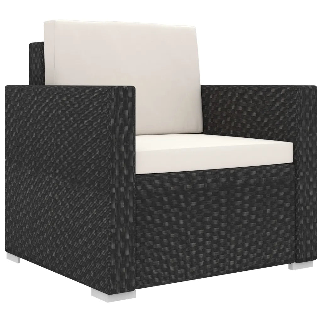 Set Divani da Giardino 11 pz con Cuscini in Polyrattan Nero 46790