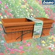 Trade Shop - Fioriera Da Balcone Ringhiera 60cm Balconetta Con Supporto E Sottovaso Completa -