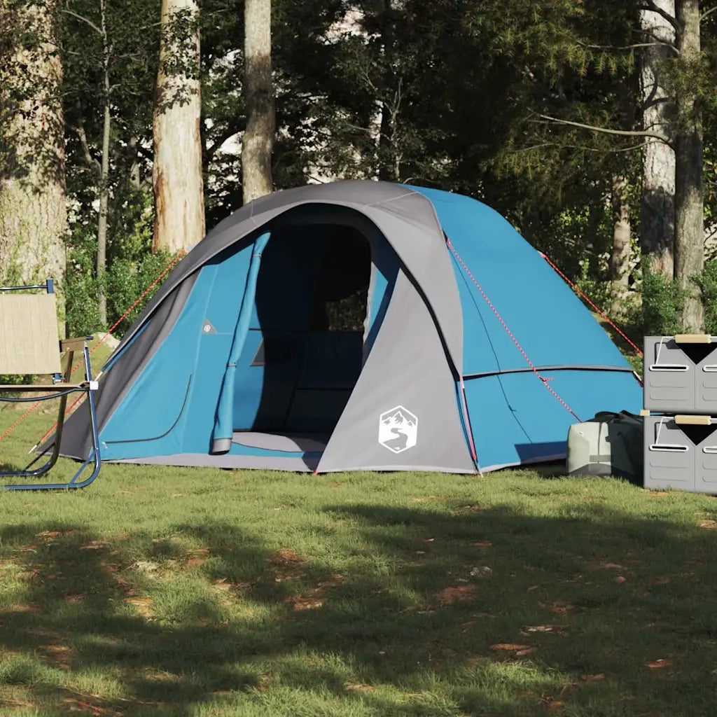 Tenda da Campeggio a Cabina per 4 Persone Blu Impermeabile 4009559