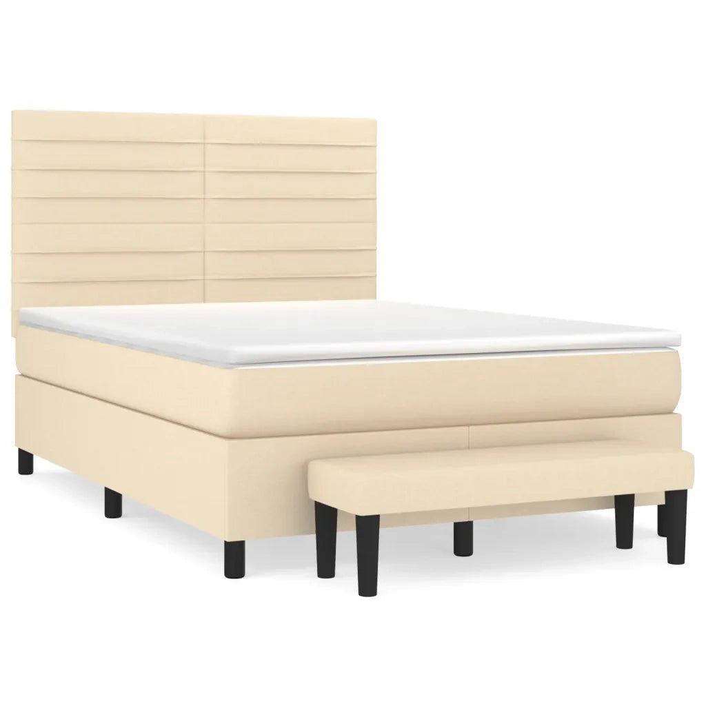 Giroletto a Molle con Materasso Crema 140x19 cm in Tessuto