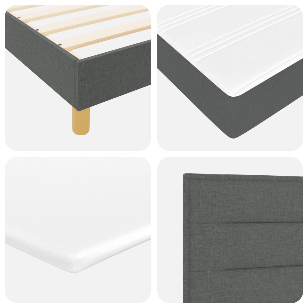 Letto con Box Spring e Materasso Grigio Scuro 200x200 cm Tessuto