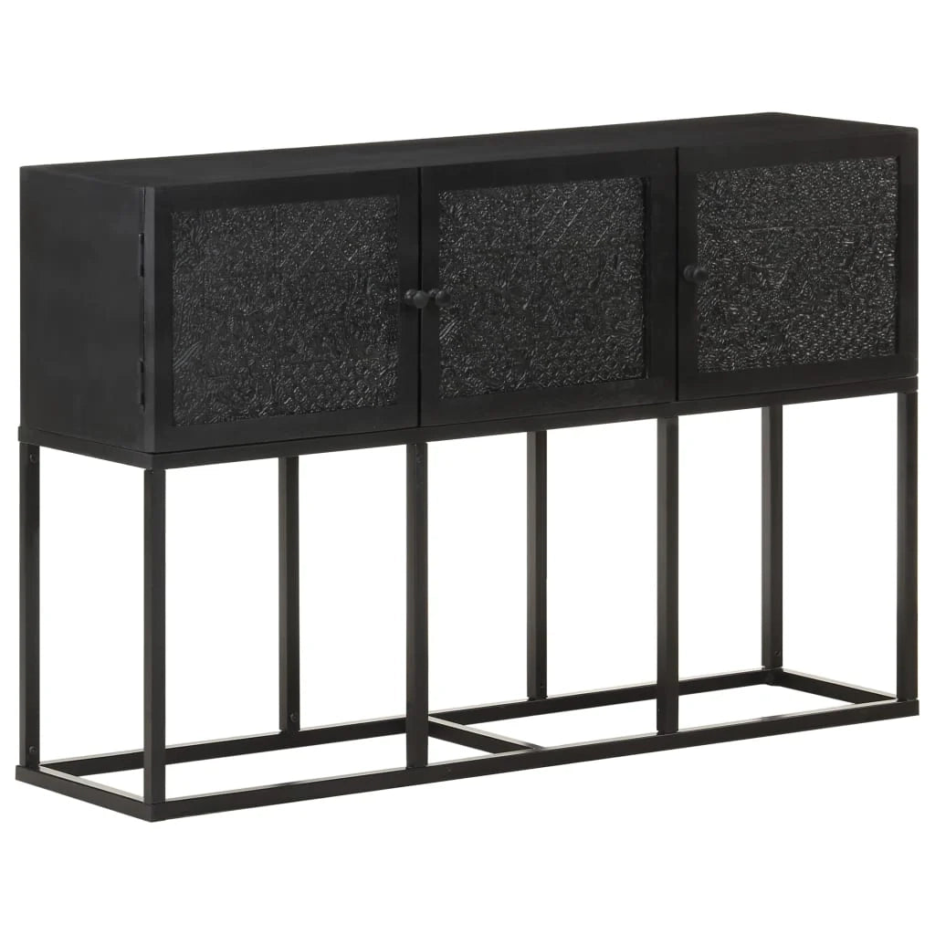 Buffet credenza cassettiera armadio mobile contenitore organizer per cucina soggiorno salotto 115 x 30 x 76 cm legno massello di mango nero 02_0029526