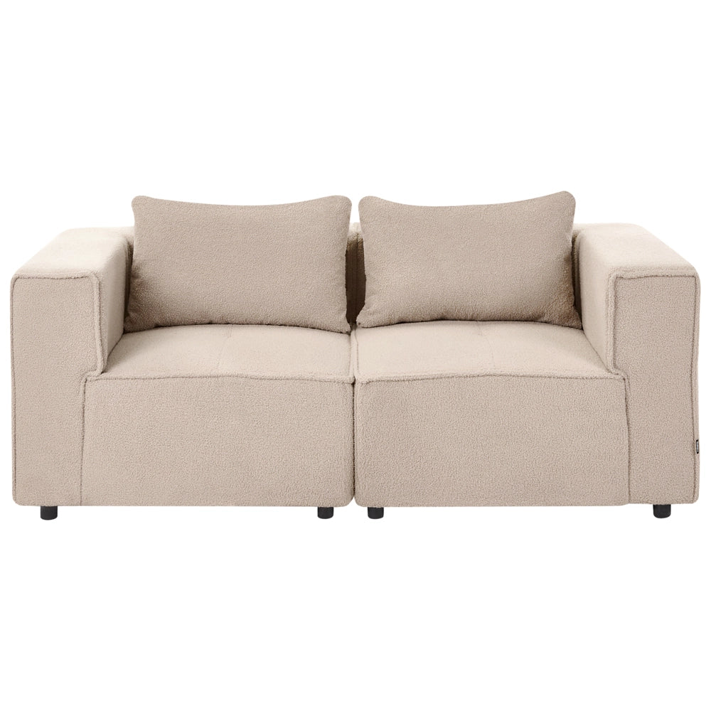 Divano modulare a 2 posti Divano componibile in bouclé beige in due sezioni Stile moderno e minimalista