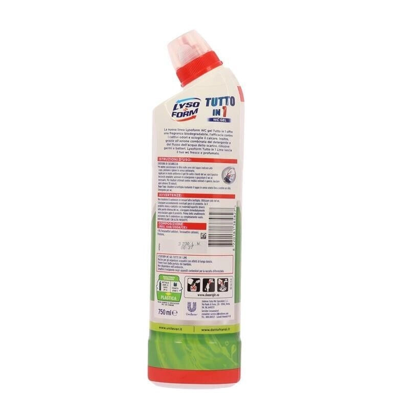 LYSOFORM GEL WC  FORMATO 750ML TUTTO IN 1 FRAGRANZA LIME