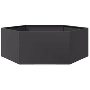 Fioriera | Cassetta per fiori | Vaso da Giardino Nera Esagono 138x120x45 cm in Acciaio