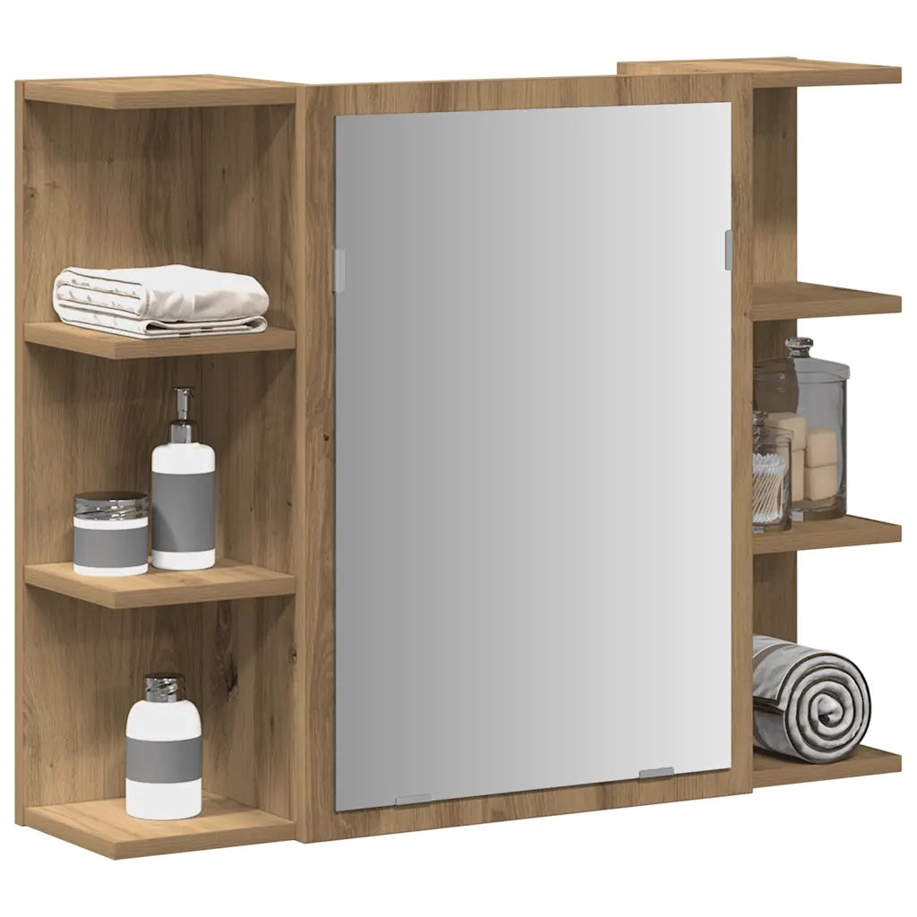 vidaXL Mobile da Bagno Specchio Rovere Artigianale Legno Multistrato