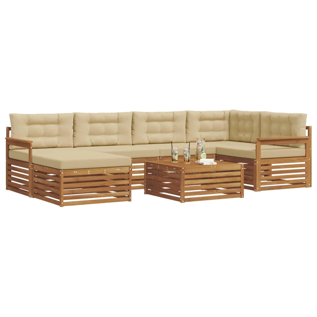 Set di divani da esterno con cuscino 7 pcs Naturale e Beige 3373768
