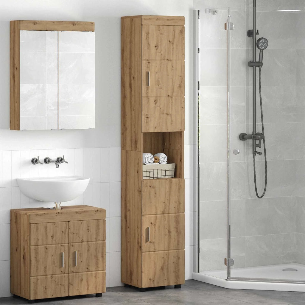 Set di Armadi da Bagno TULUM Rovere artigianale 880360