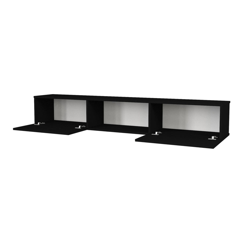 Mobile TV da Parete Paltamo Armadietto Pensile con Ante a Ribalta 180 x 31 x 29,5 cm Nero [en.casa]