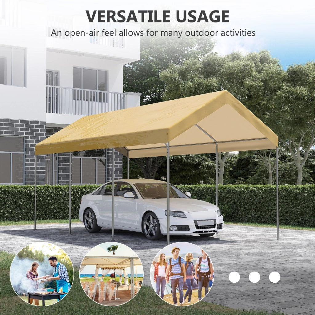 Box Auto da Esterno 600x295x265-310 cm in Acciaio e Polietilene Beige