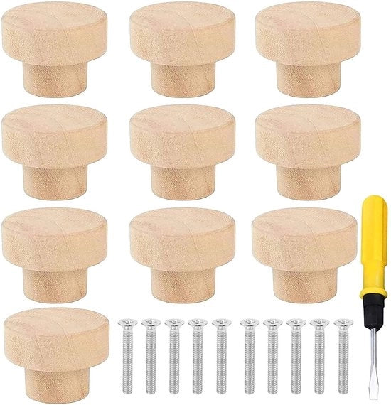 Pompe di legno - Ronde manigoldi - 10 pezzi - 33 x 25 mm - Montaggio semplice - Resistenti e resistenti all'usura - Manigoldi di finitura