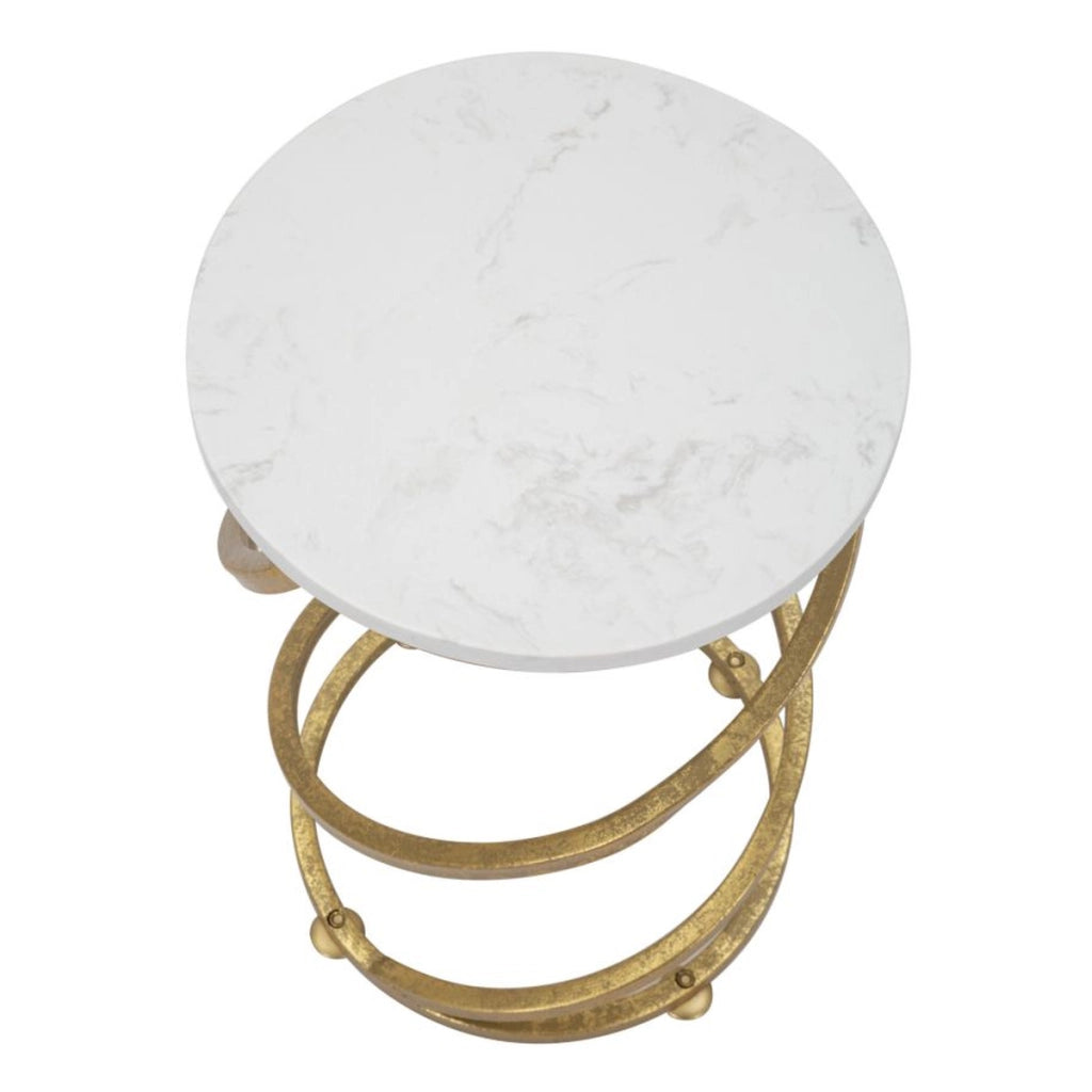 Tavolino VKH533, Oro, Marmo, 27,5x27,5x47,5 cm
