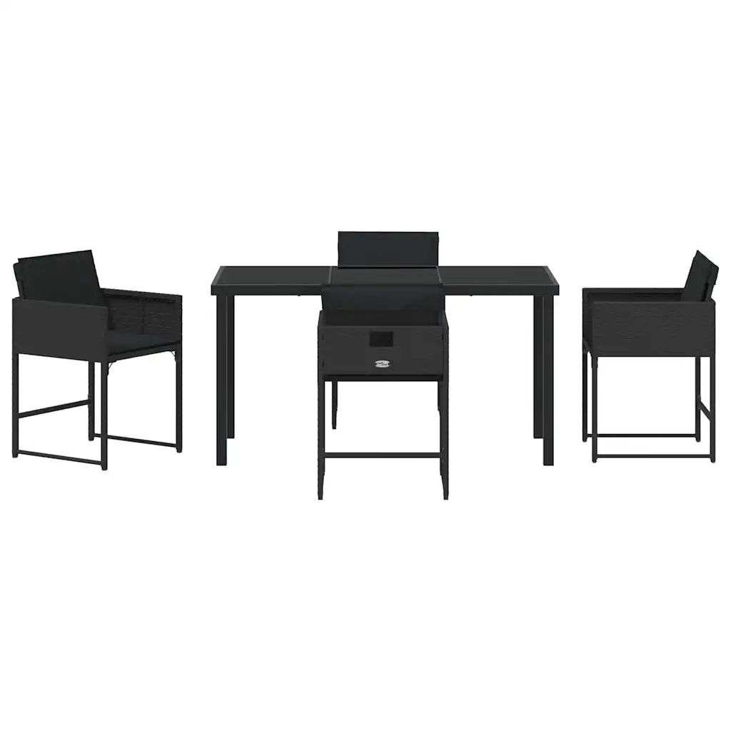 Set da Pranzo per Giardino 5 pcs Nero polyrattan 3380718