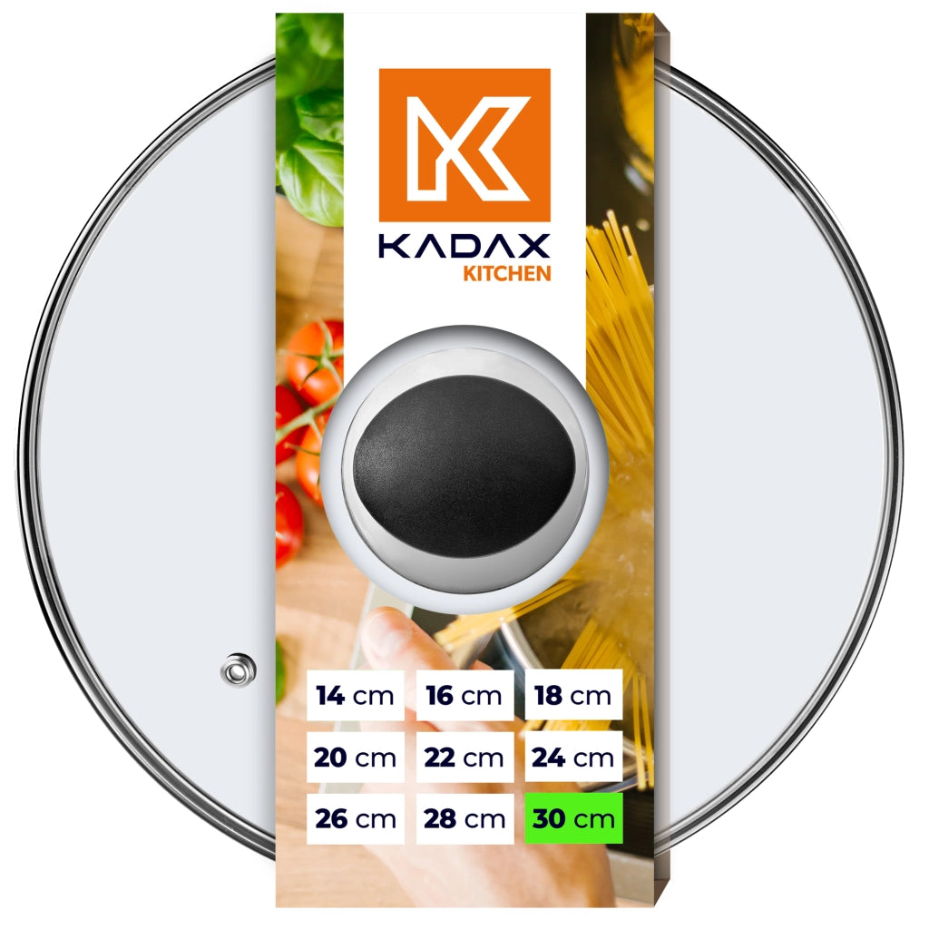 Coperchio in vetro KADAX da 30 cm, universale, resistente al calore, per pentole e padelle.