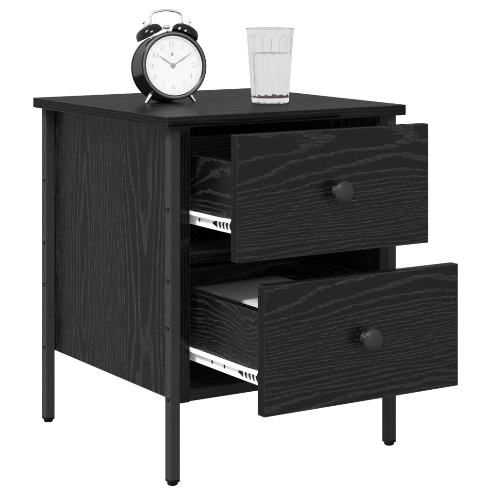 Mobiletto Comodino Nero di Quercia 40x42x50 cm in Legno Ingegnerizzato