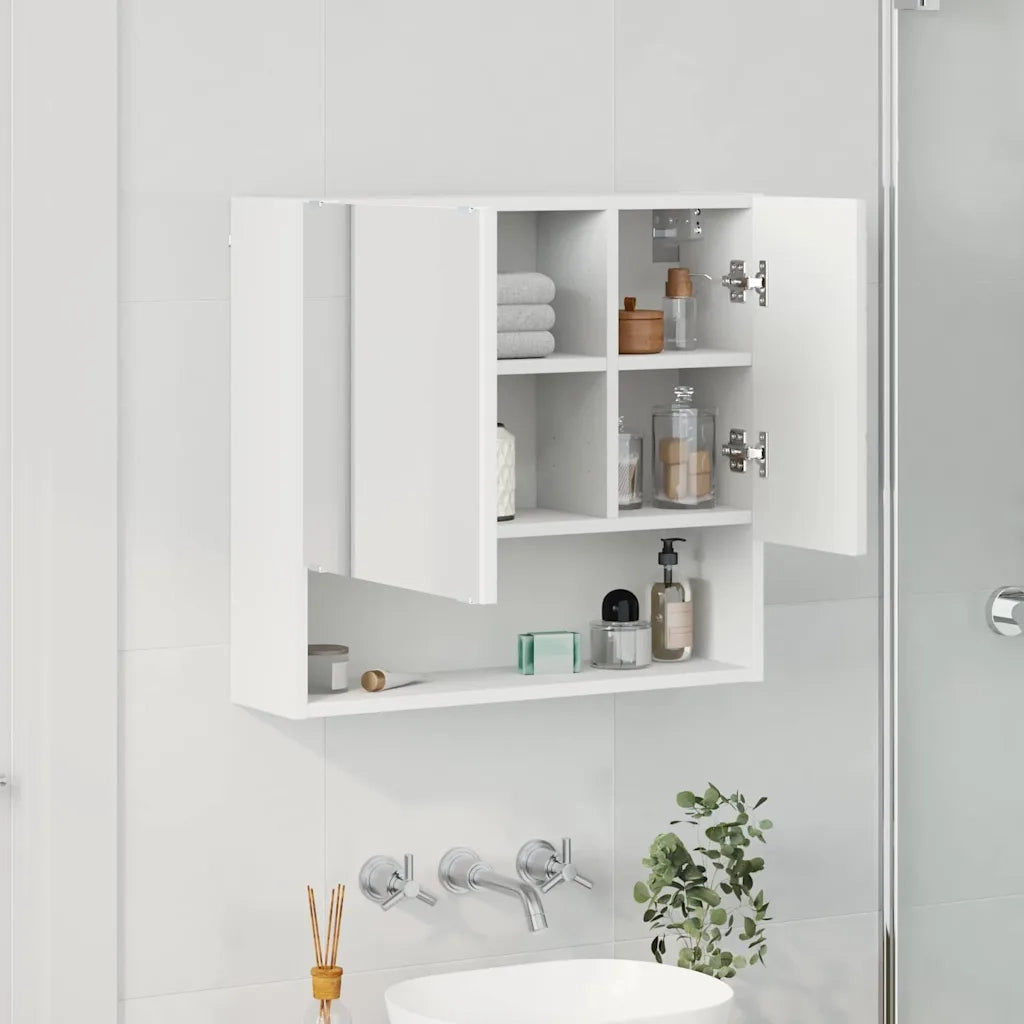 Mobiletto per specchio Bianco 59 x 17 x 55 cm Legno multistrato