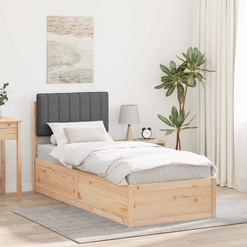 Letto con Testiera Rivestita Grigio scuro 75 x 190 cm