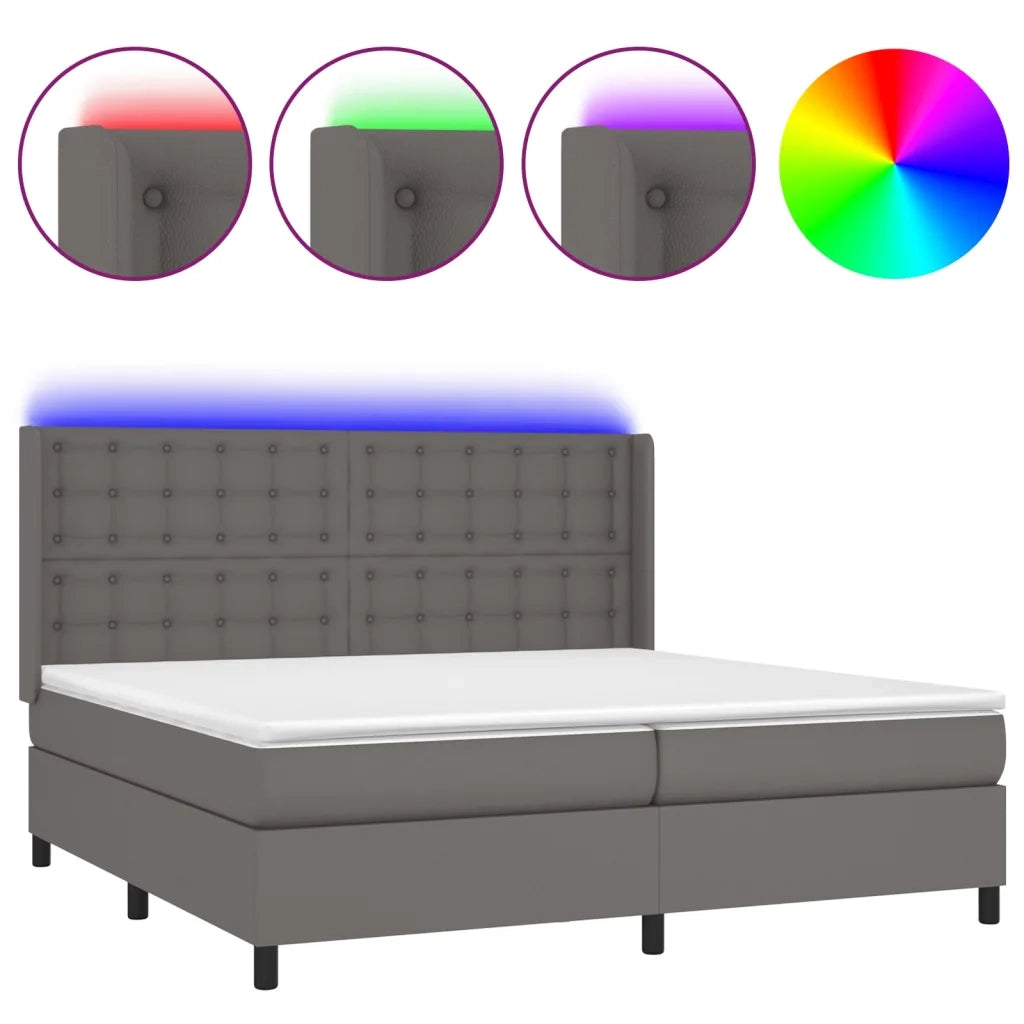 Giroletto Molle con Materasso e LED Grigio 200x200cm Similpelle 3139407