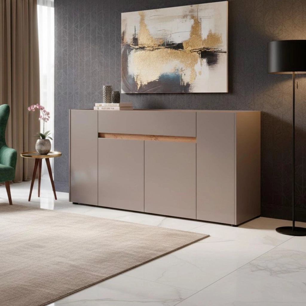 Credenza Moderna Madia Con 4 Ante E 1 Cassetto Mobile Contenitore Per Sala Da Pranzo Soggiorno Design Senza Maniglie Elegante Capiente 170 X 85 X 40 Cm Congo E Rovere