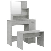Set Tavolo da Toeletta | Tavolo da Trucco Grigio Cemento 86,5x35x136 cm
