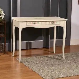 Scrivania scrittoio in legno Shabby chic avorio anticato decorato a mano mod Linda