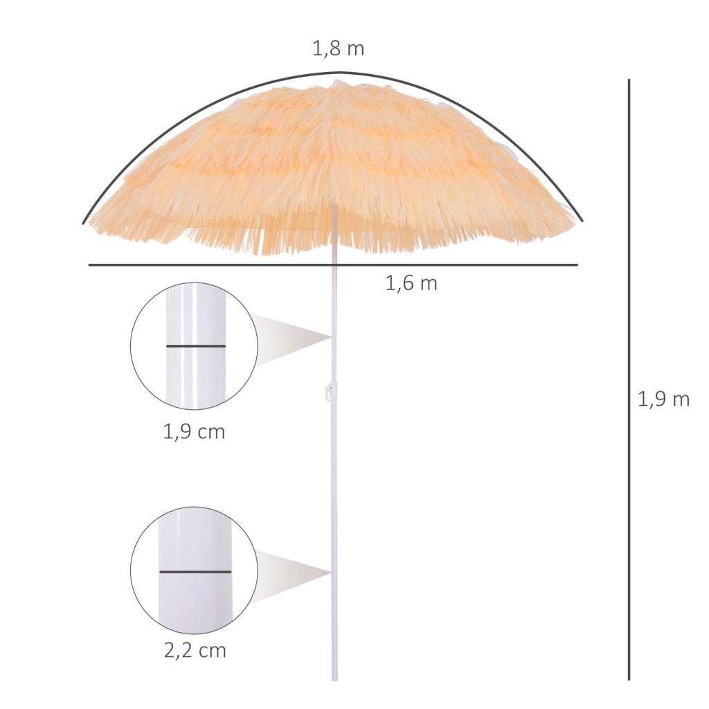 Ombrellone da Giardino Design Hawai ¨C zephmum ¨C 160 cm Raphia Artificiale Beige
