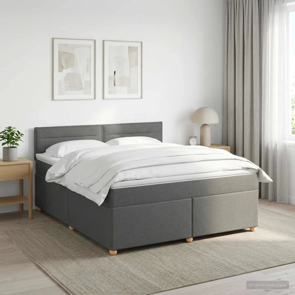 Letto box spring con materasso Grigio Scuro 140 x 200 cm 3452430