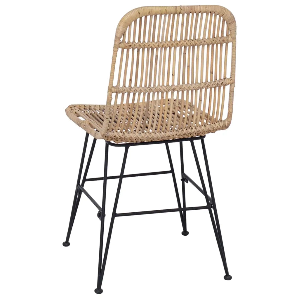 Sedia da pranzo 2 pcs Naturale 41 x 55 x 85 cm Rattan e acciaio