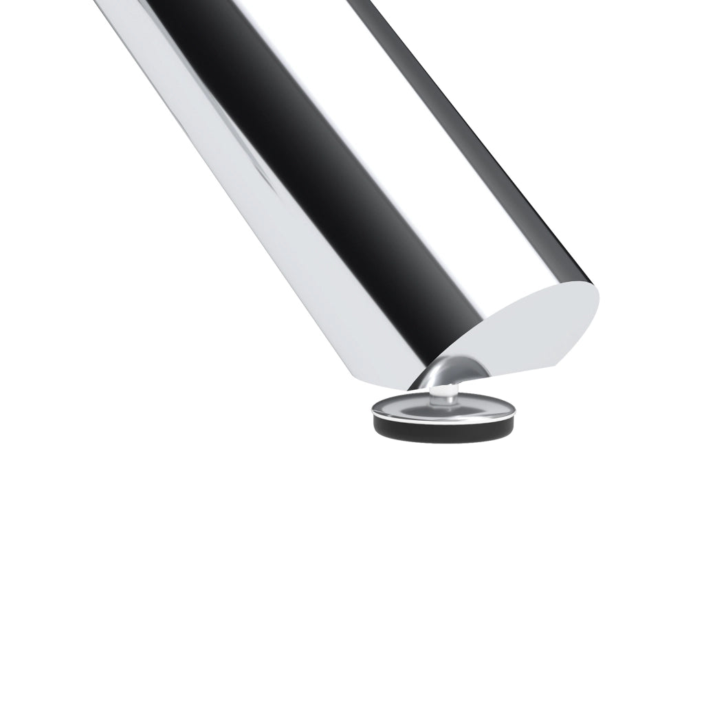 Tavolo da pranzo con piano in vetro temperato trasparente e gambe in metallo silver