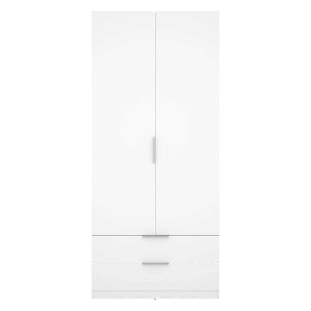 Armadio Camera da Letto Montclare, Guardaroba 2 Ante un Ripiano, 51x204h cm Bianco