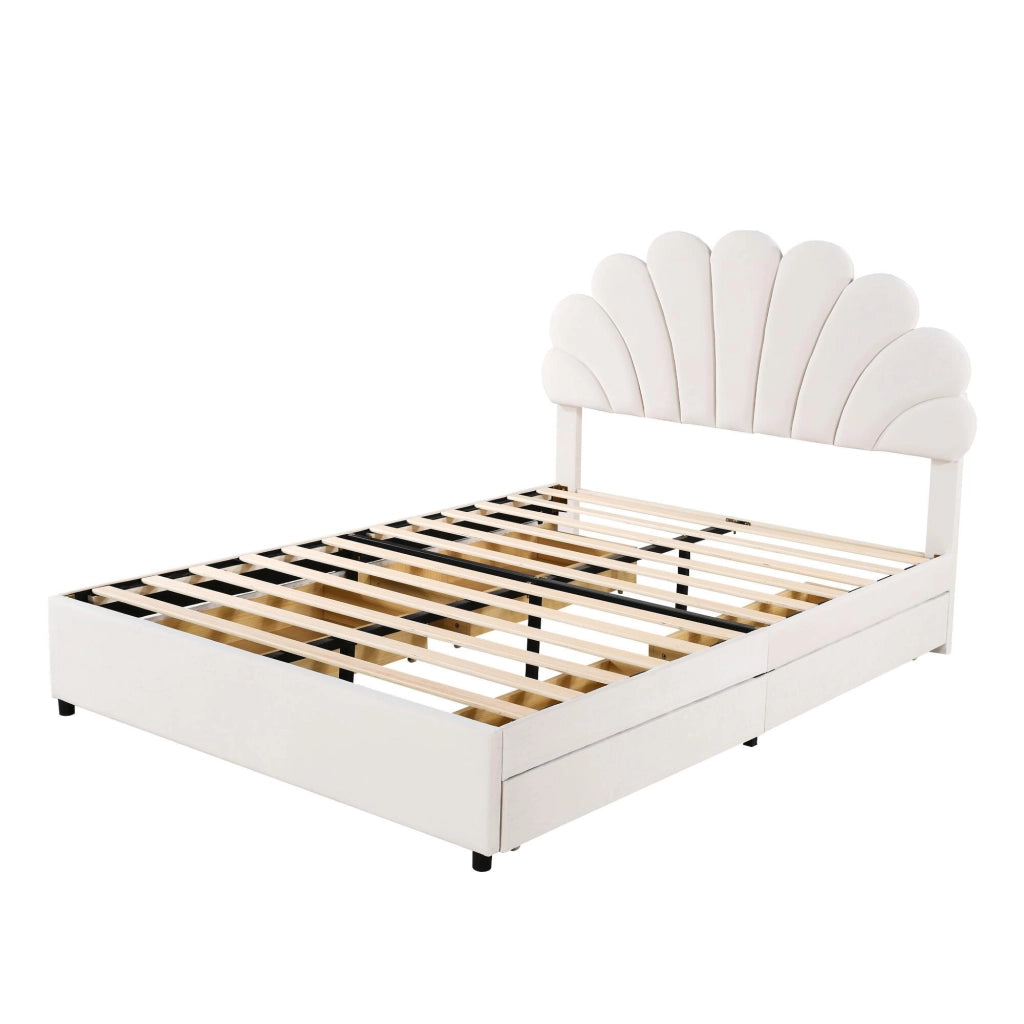 letto imbottito velluto beige 140 x 200 cm