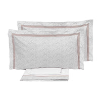 Set Lenzuola Matrimoniale Sopra Sotto e Federe con Stampa Garrini Emily Sabbia