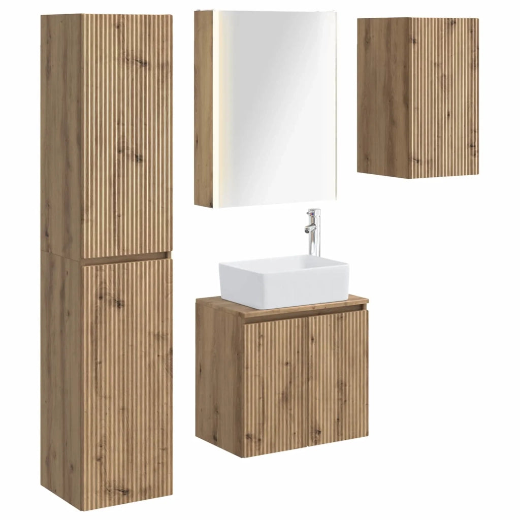 Set di Armadi da Bagno 5 pcs Rovere Artigianale 3407334