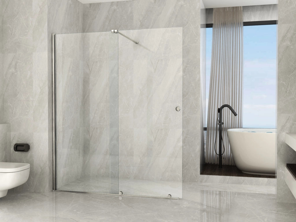 Parete doccia walk in SCORREVOLE cristallo 8mm anticalcare H.195cm BANITA 180 cm