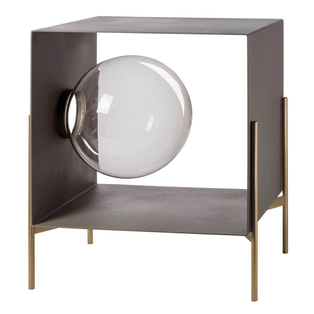 Mobile da soggiorno di design Globe piccolo Fango,base oro laccato