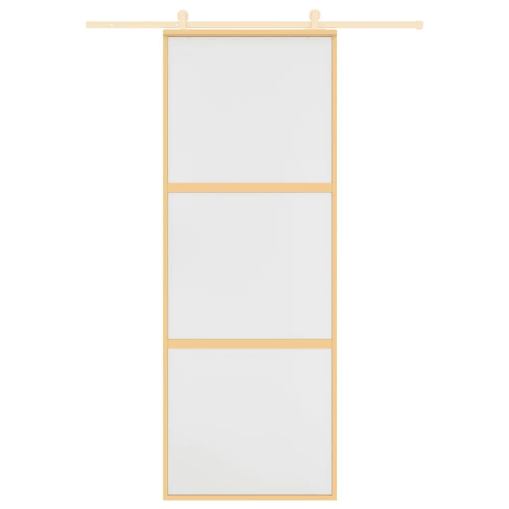 vidaXL Porta Scorrevole Dorata 76x205 Vetro Smerigliato ESG Alluminio